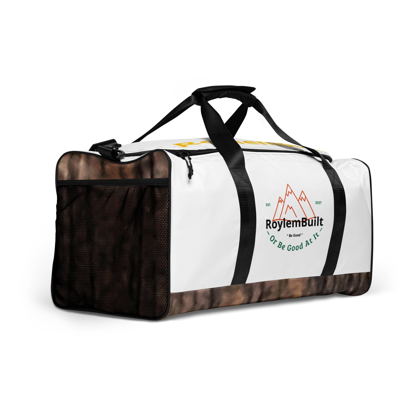 RoylemBuilt Branded Nature-Print Duffle Bag