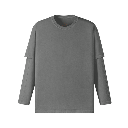 230GSM Unisex Faux-layered Faded Long Sleeve