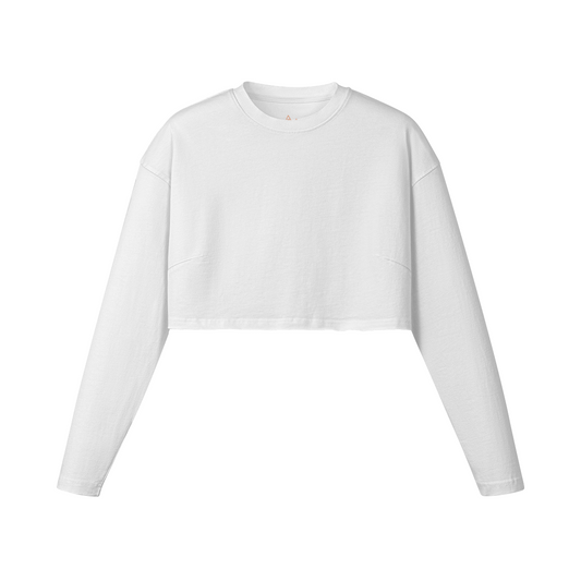 260GSM Women's Raw Hem Long Sleeve Crop Top