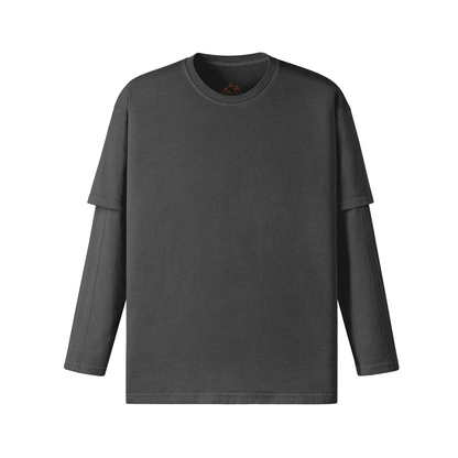 230GSM Unisex Faux-layered Faded Long Sleeve