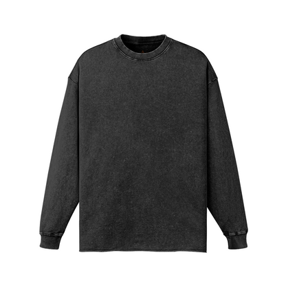 260GSM Unisex Raw Hem Faded Long Sleeve T-shirt